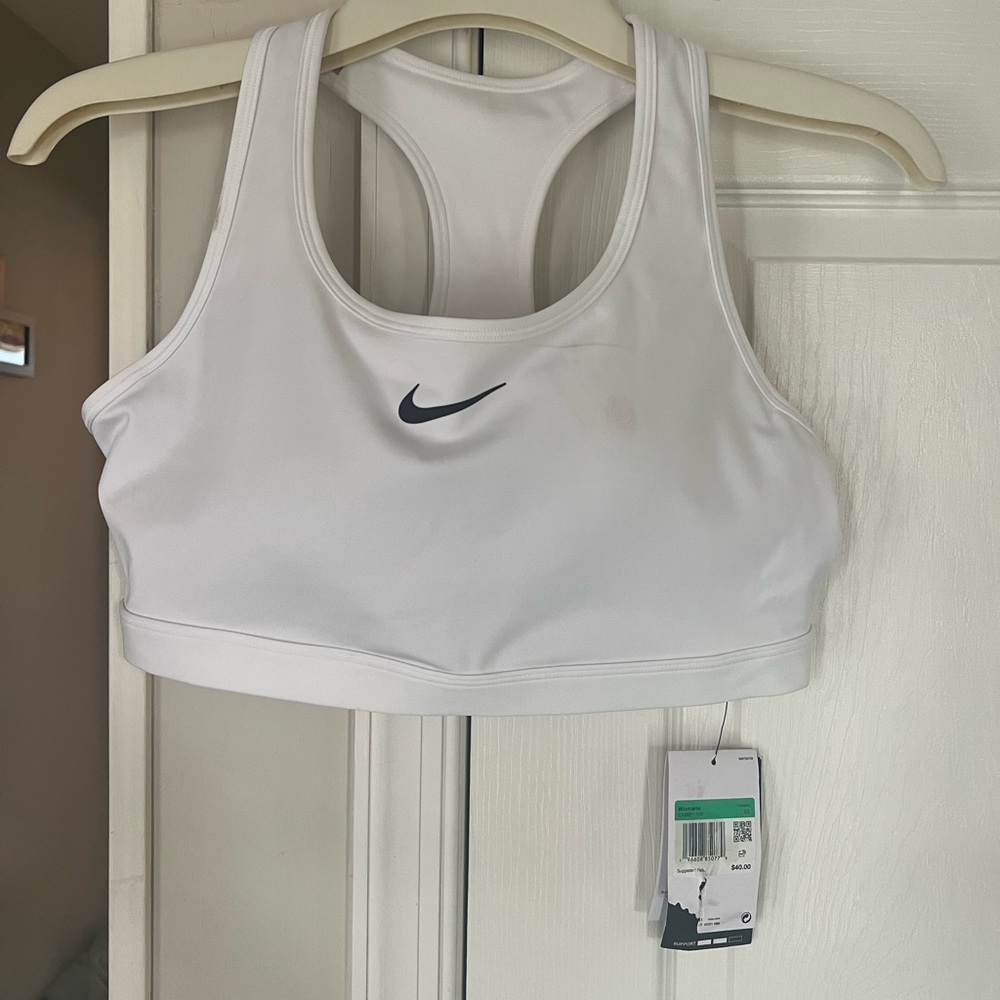 Nike Women's White Sports Bra with Black Logo-New with tags-Woman XL